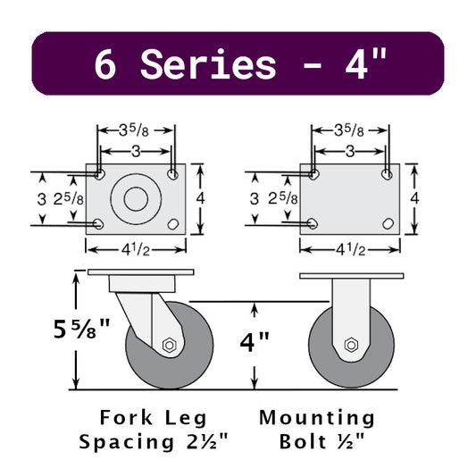 4" x 2" - Plate Mount - Heavy Duty - 6 Series