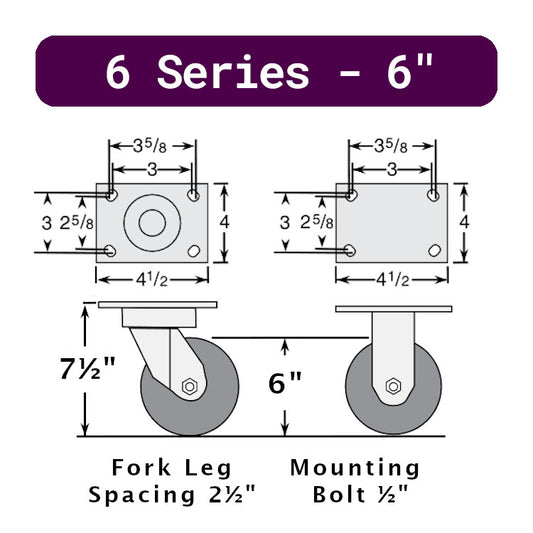 6" x 2" - Plate Mount - Heavy Duty - 6 Series