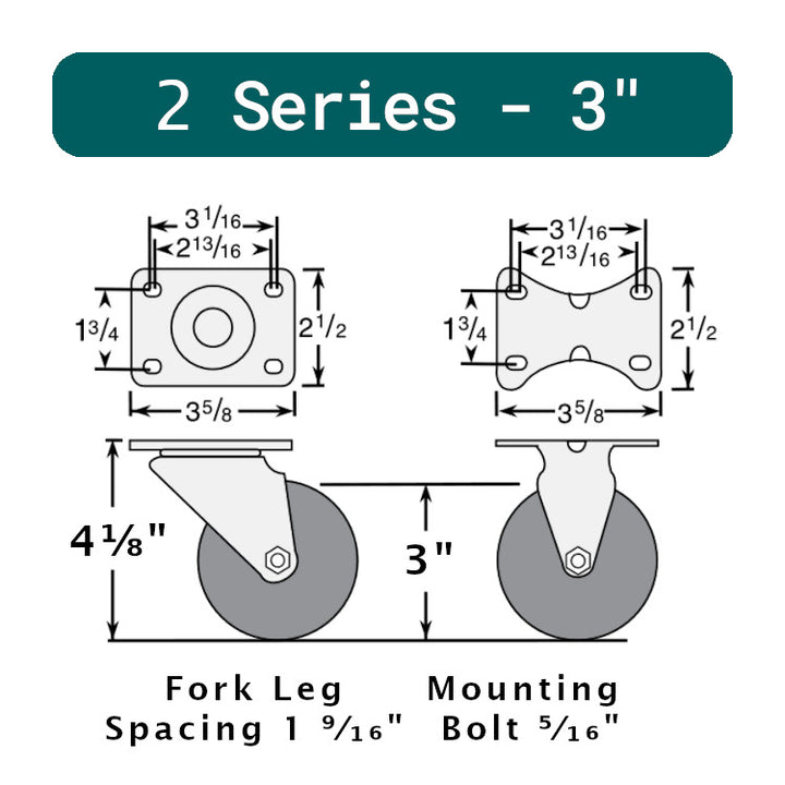 2 Series Up to 325lb Capacity Casters of Oklahoma, Inc.